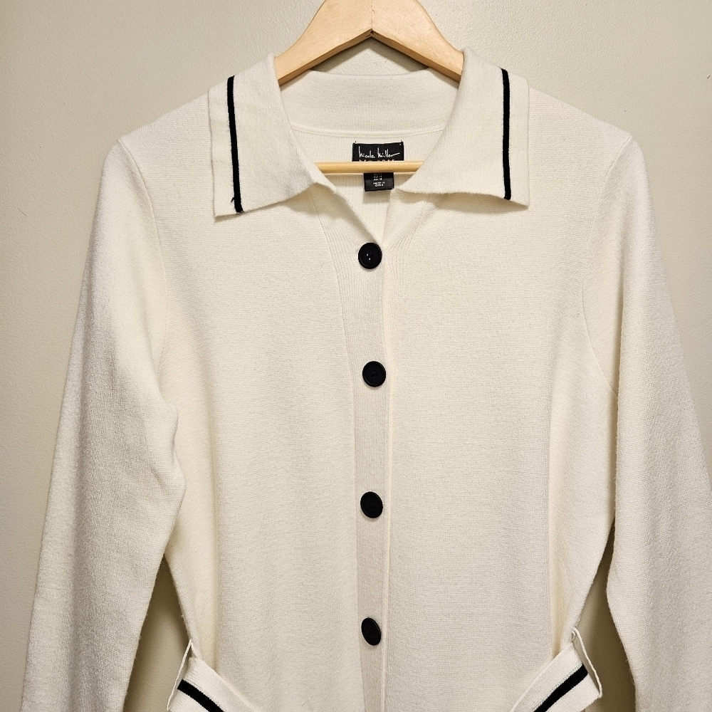 Nicole Miller New York Women's Button Front Belted Mini Sweater Dress Size M. - Picture 6 of 16
